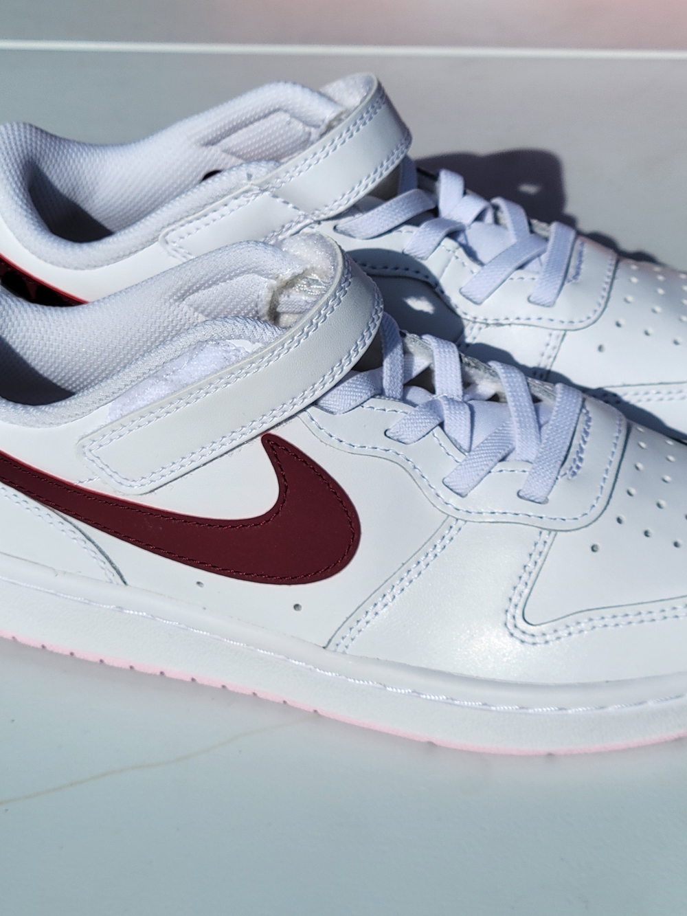KIDS 2Y NIKE COURT BOROUGH LOW 2 SNEAKER SHOE – WHITE/DARK BEETROOT – NEW IN BOX - Picture 2 of 8
